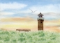 Preview: Postkarte DIN-A6 Aquarell Maritim Kunst Druck Kunstdruck Nordsee Amrum Leuchtturm Insel
